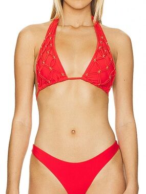 PQ Swim Brynn Beaded Halter Top and Bottom in Milos Small
